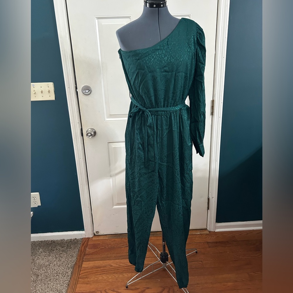 Gianni Bini Green Cheetah/Leopard Print Jumpsuit Size L